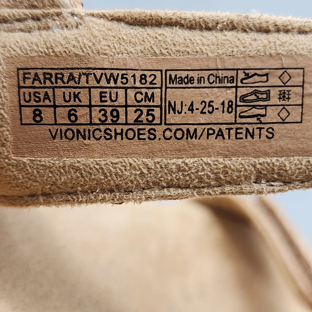 Vionic Farra Tan Cork Sandals Sz 8 Gold Details Ankle Strap Comfort Boho - Picture 8 of 11